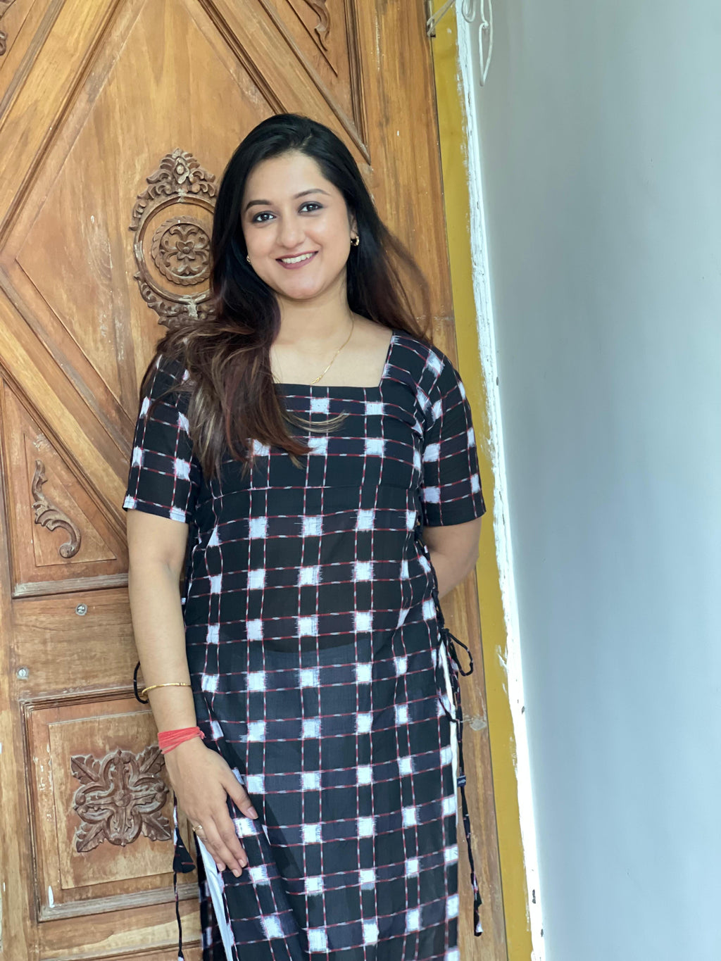 Double Ikkat Straight Kurta
