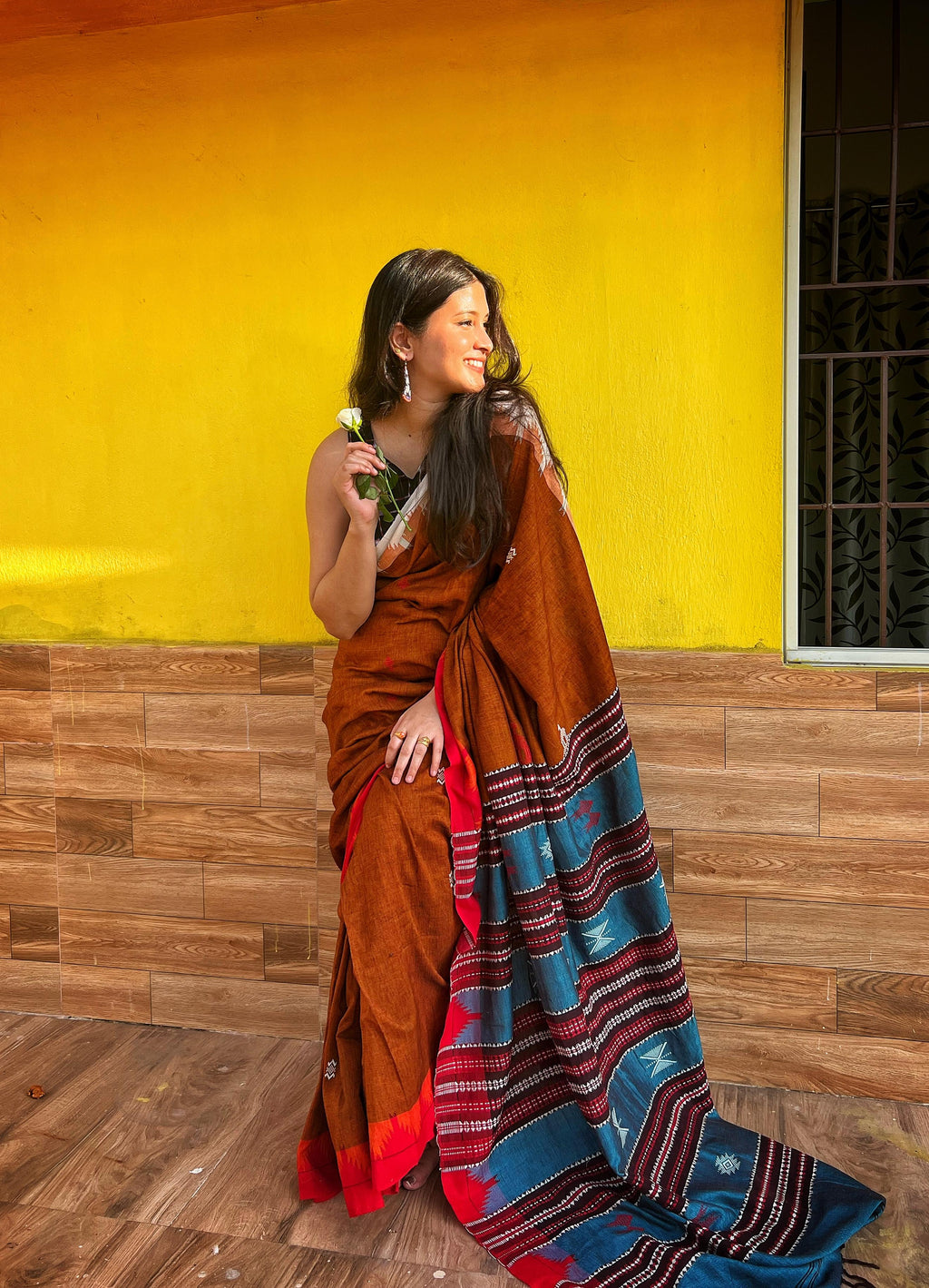 Kotpad Kasabandi Rust Saree