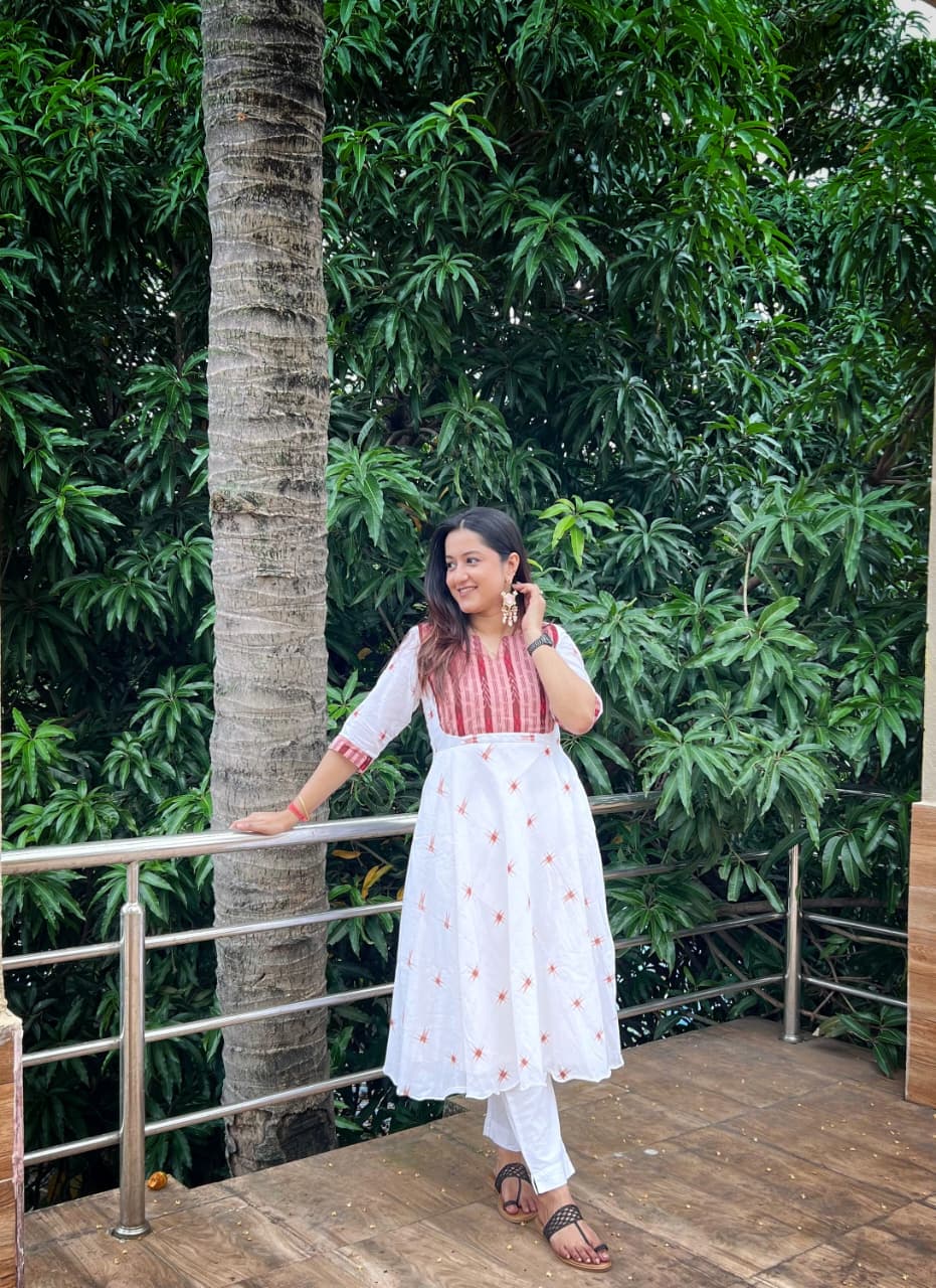 Ikkat Anarkali Kurta