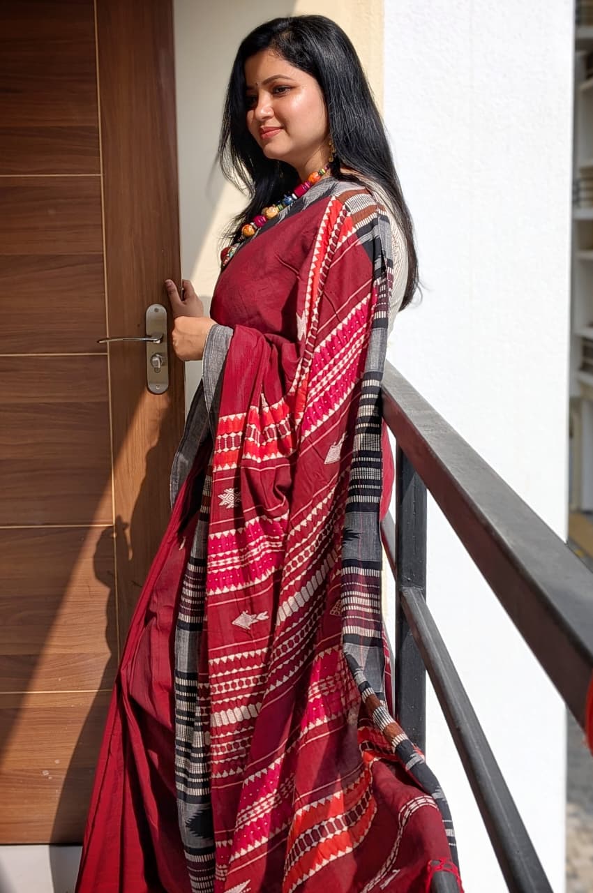 Maroon Kotpad Saree
