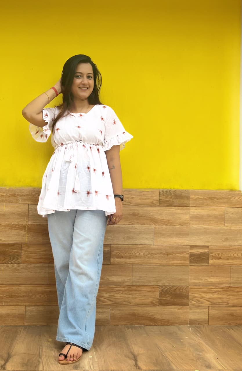 Sambalpuri Ikkat White Tunic