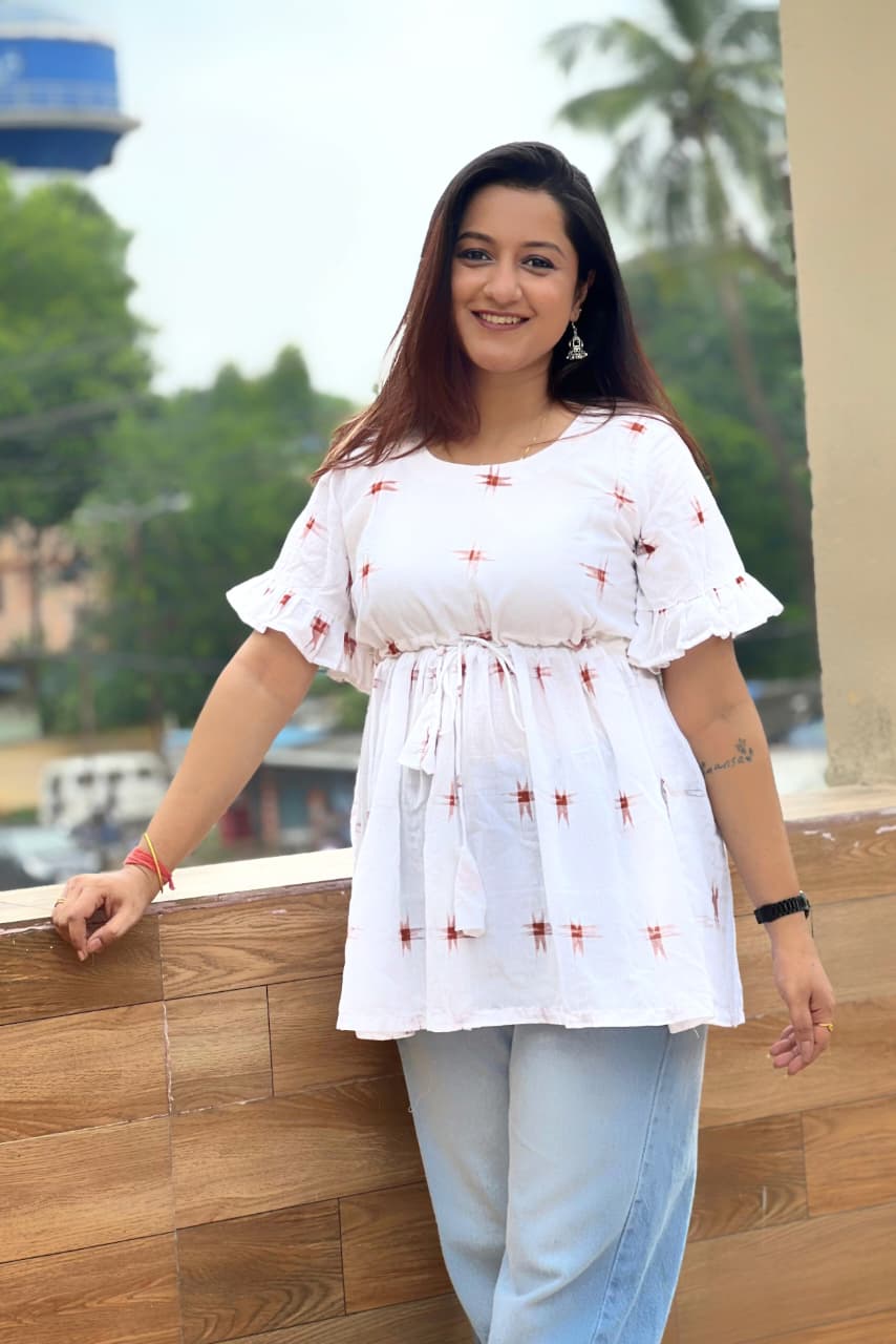 Sambalpuri Ikkat White Tunic