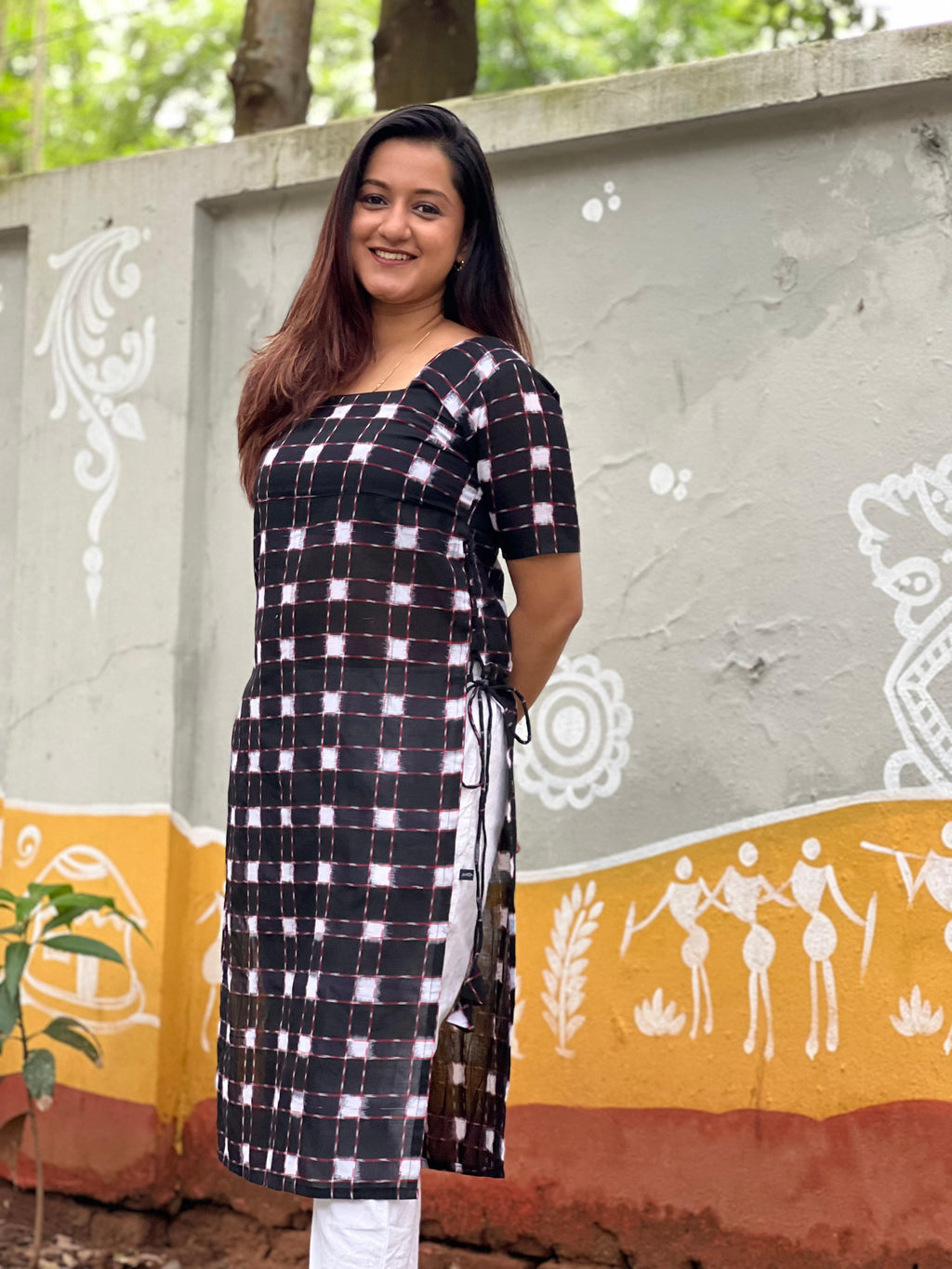 Double Ikkat Straight Kurta