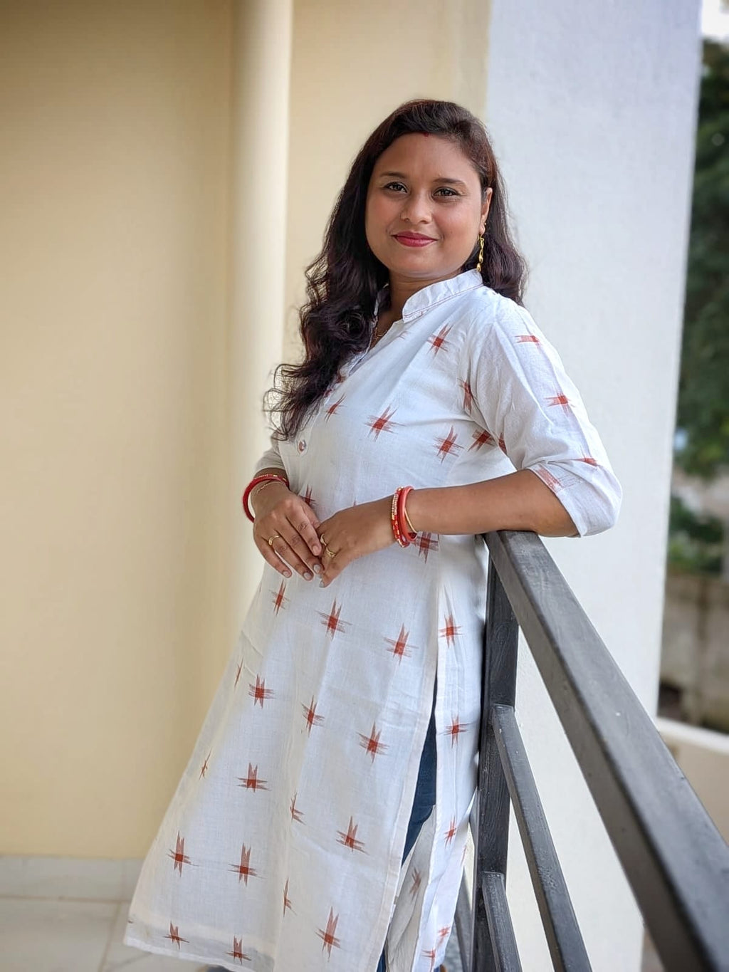 Sambalpuri Ikkat While Straight Kurta