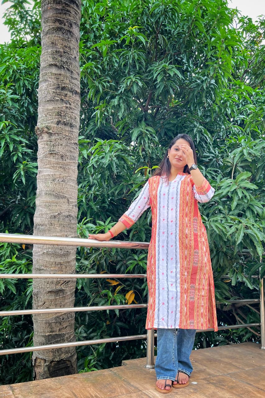 Double Ikkat Straight Kurta