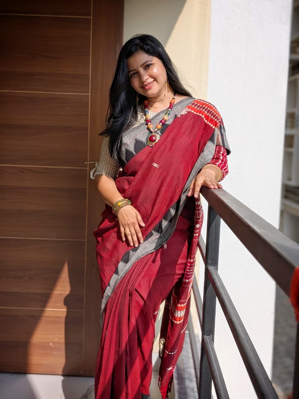 Maroon Kotpad Saree