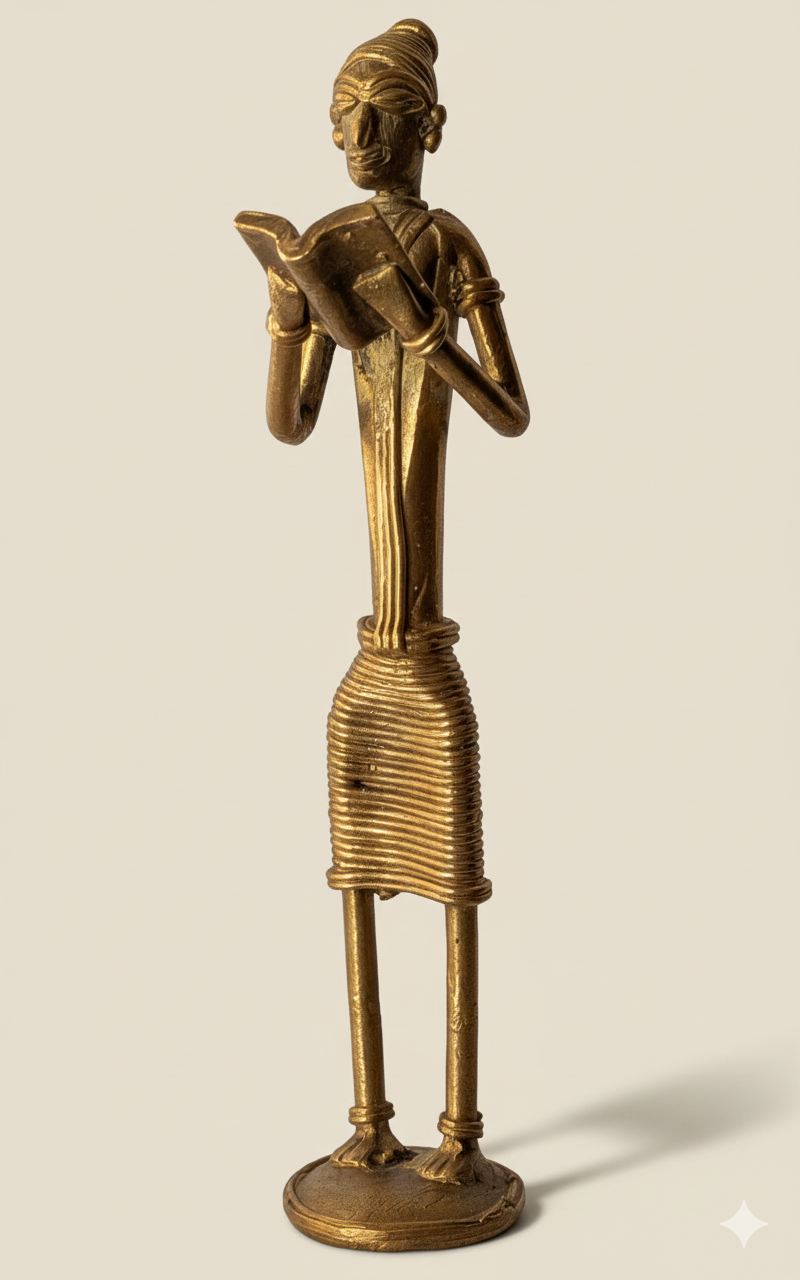 Dokra Man Reading Home Decor