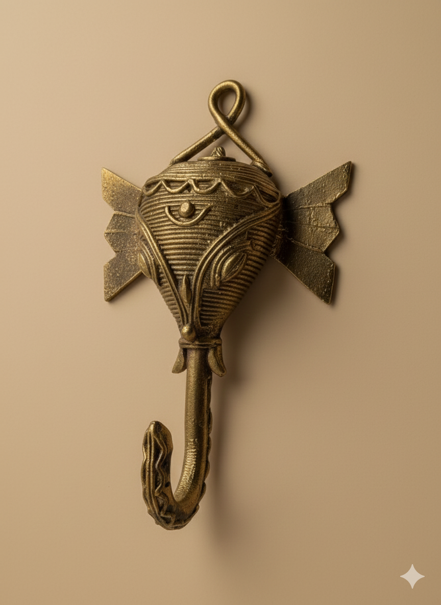 Dokra Elephant Wall Hanging Hook