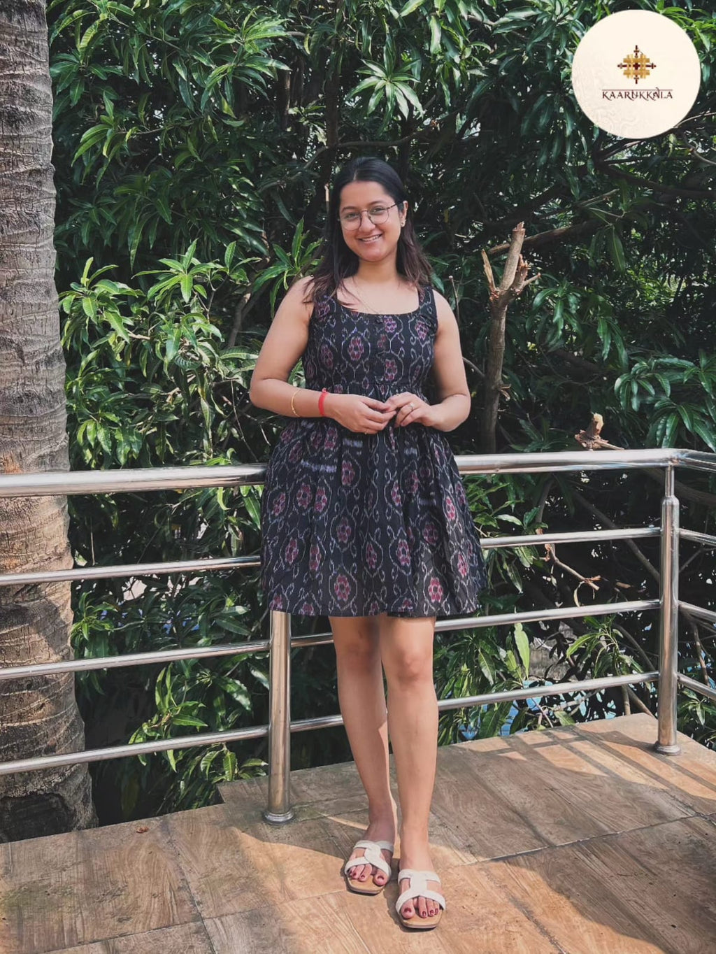 Sleeveless Flared Ikkat Dress