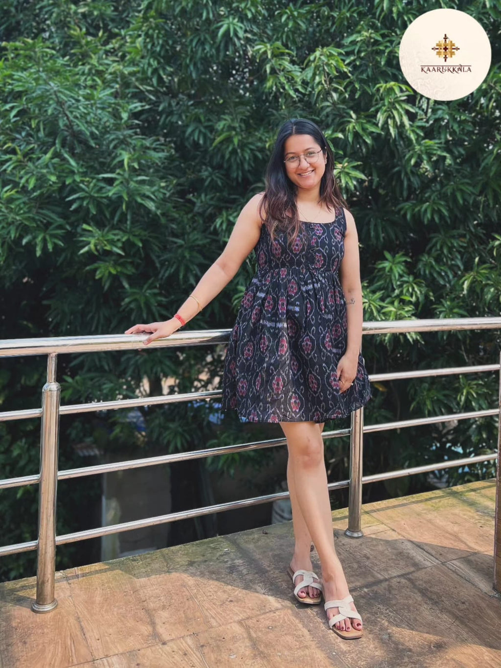 Sleeveless Flared Ikkat Dress
