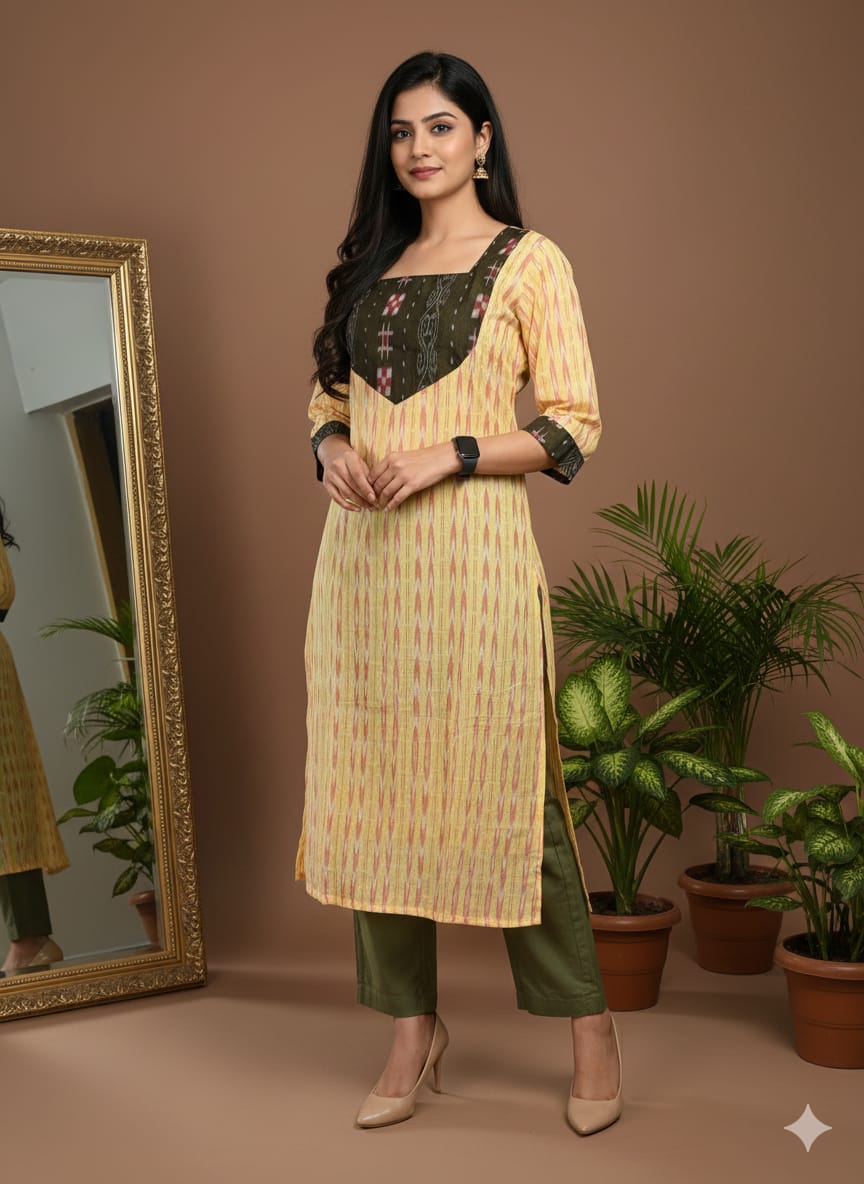 Sambalpuri Ikkat Long Kurta with Highlight