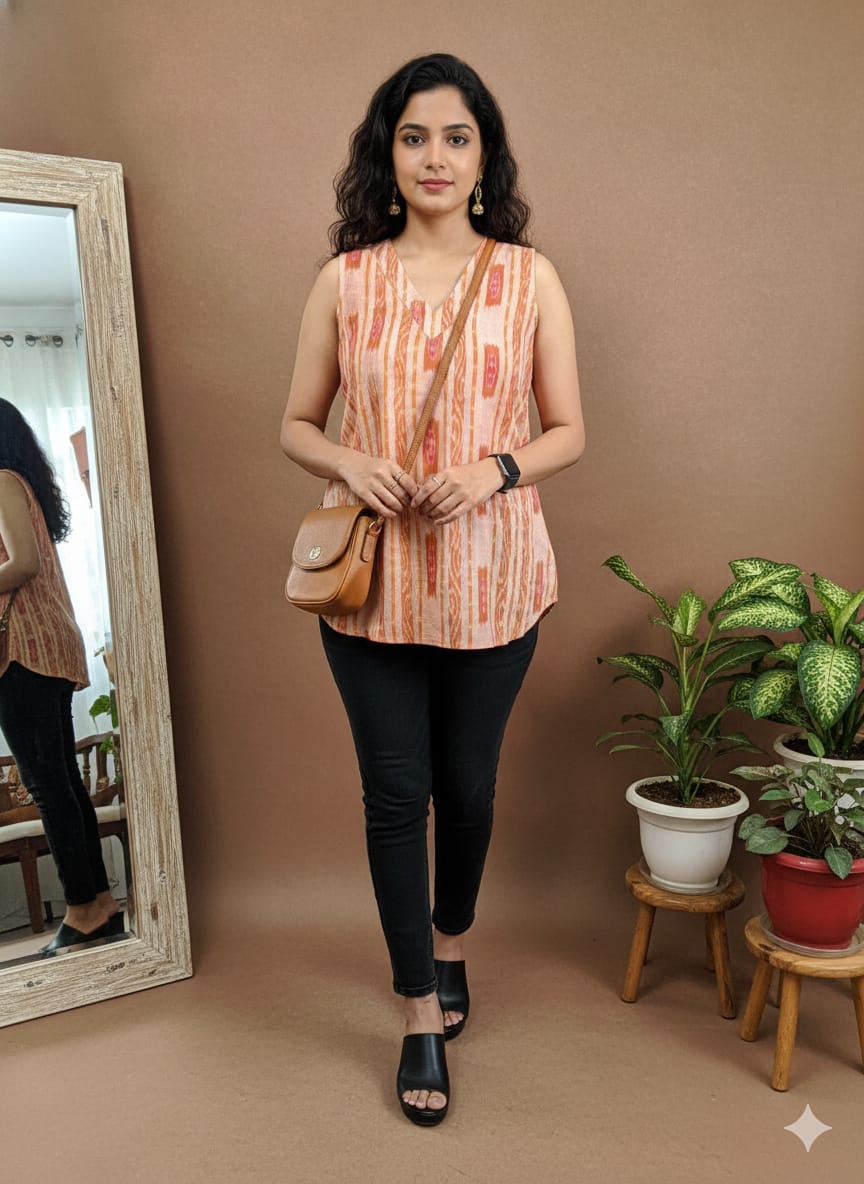 Sambalpuri Ikkat Sleeveless Tunic
