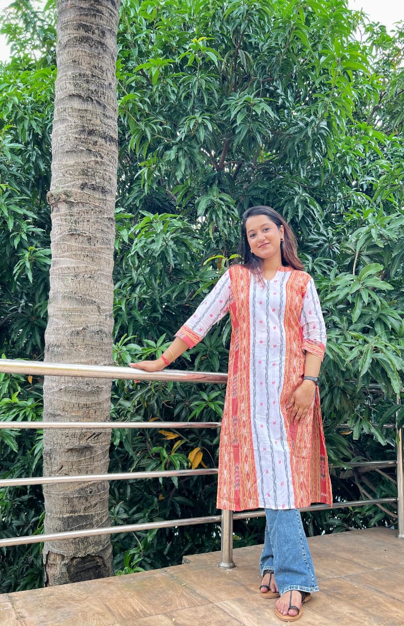 Double Ikkat Straight Kurta