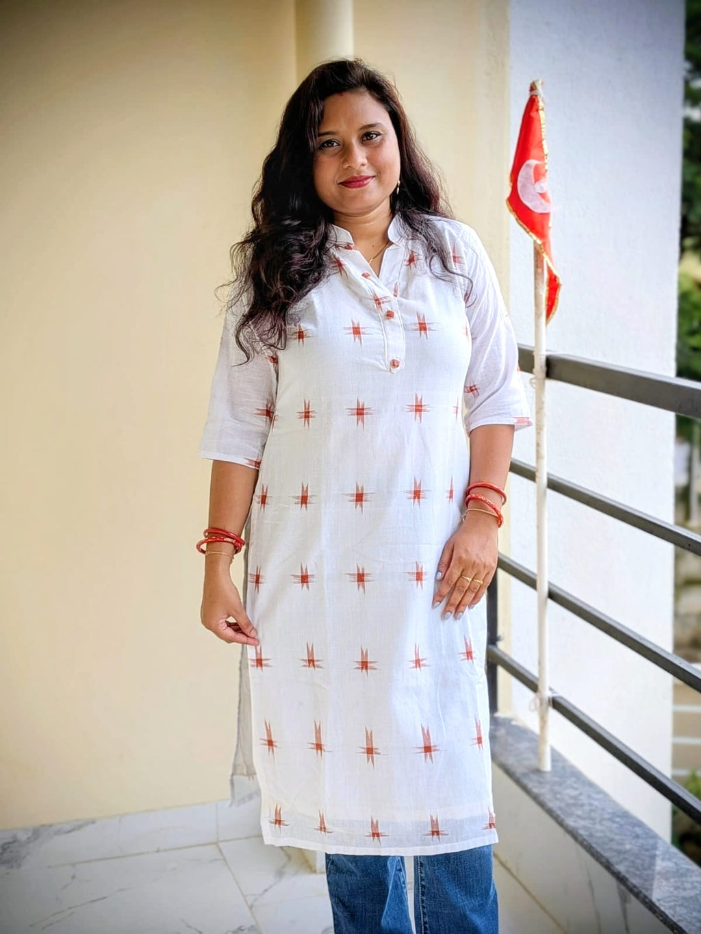 Sambalpuri Ikkat While Straight Kurta