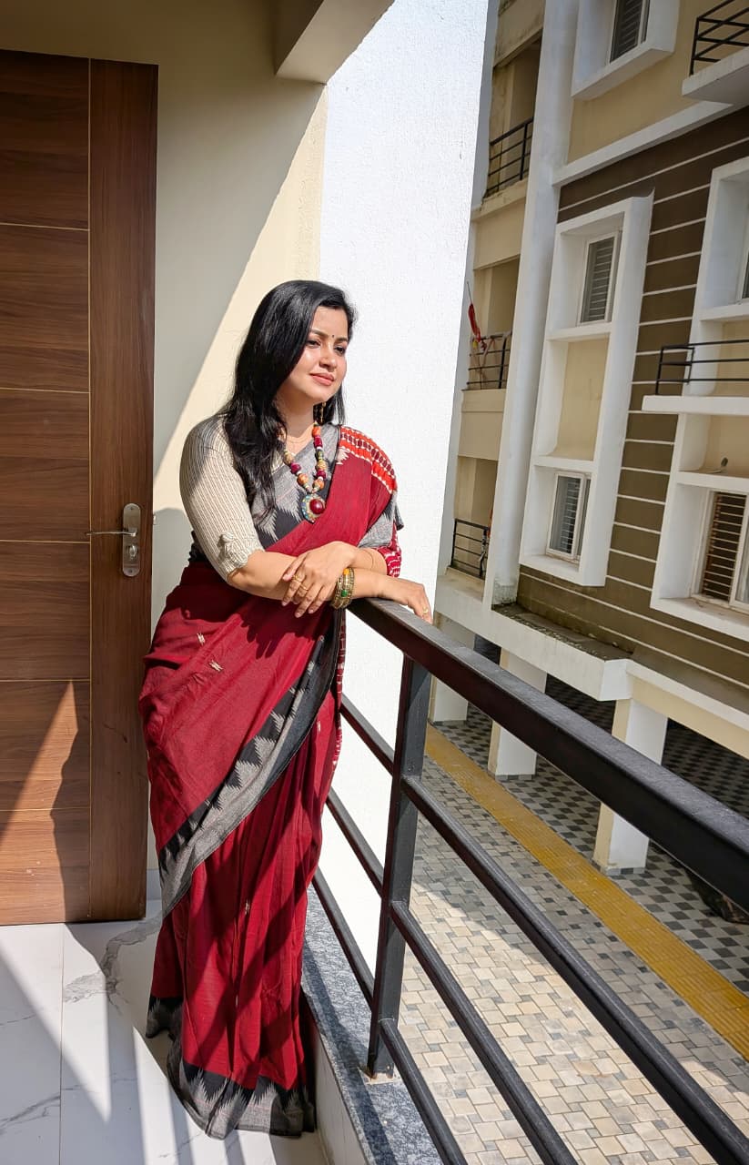Maroon Kotpad Saree