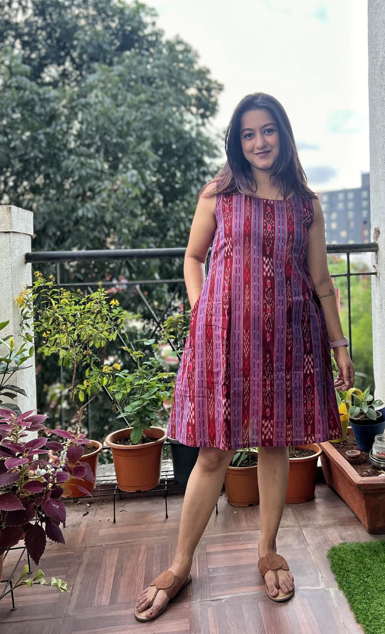 Sambalpuri Ikkat A-Line Dress