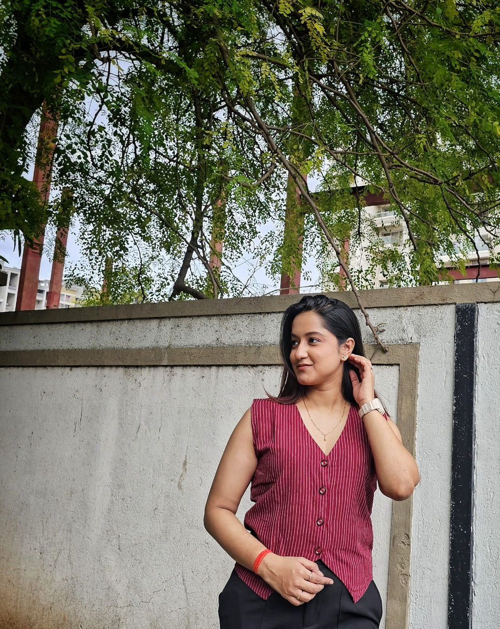 Kotpad Maroon Vest Top