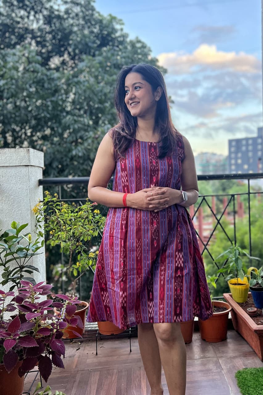 Sambalpuri Ikkat A-Line Dress